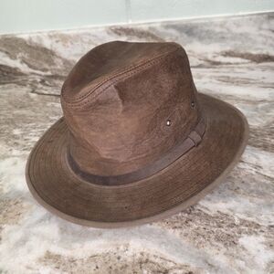Adventure Bound Vintage Brown Leather Men's Fedora Hat Indiana Jones